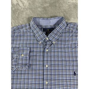 Ralph Lauren Shirt Mens 4XB Blue Check Stretch Long Sleeve‎ Button Down